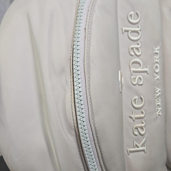 Kate Spade Ella Ksnyl Puffy  Warm Beige Padded Nylon Backpack - Picture 3 of 10
